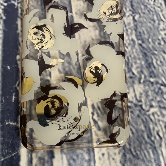 Kate Spade Clear iPhone 6s/7/8Plus Black/Gold Floral Rubber Case - Picture 2 of 6